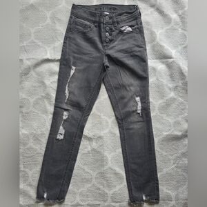 Justice Gray Distressed Skinny Jeans